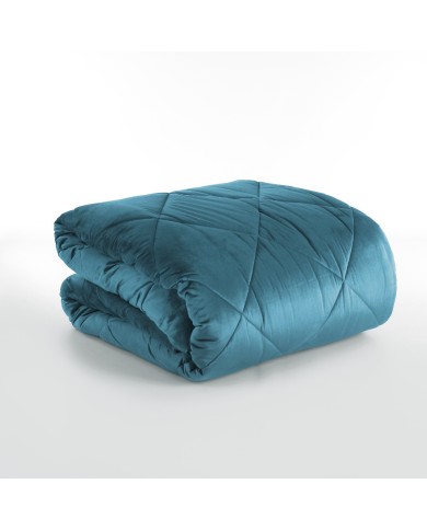 Trapunta Matrimoniale in velluto colore Ottanio