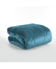 Trapunta Matrimoniale in velluto colore Ottanio