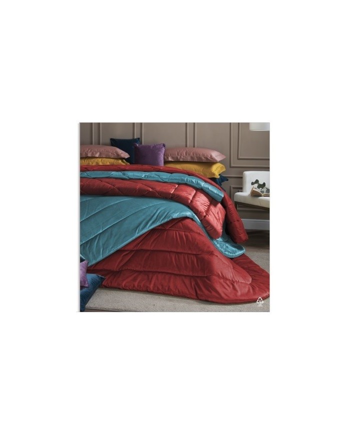 Trapunta Matrimoniale in velluto colore Blue/ Ottanio